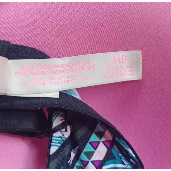 Victoria's Secret Pink Wear Everywhere Push Up Bra Women's 34B Black Geometric - Picture 6 of 7